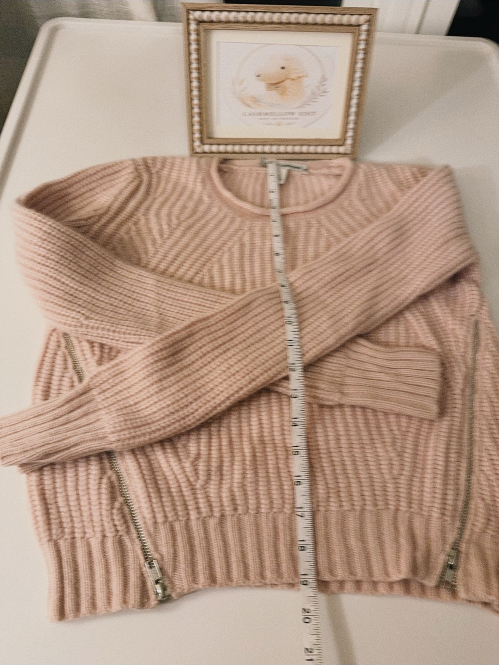 100% l Autumn Cashmere Pale Blush Ribbed Crewneck Sweater - Picture 5 of 8